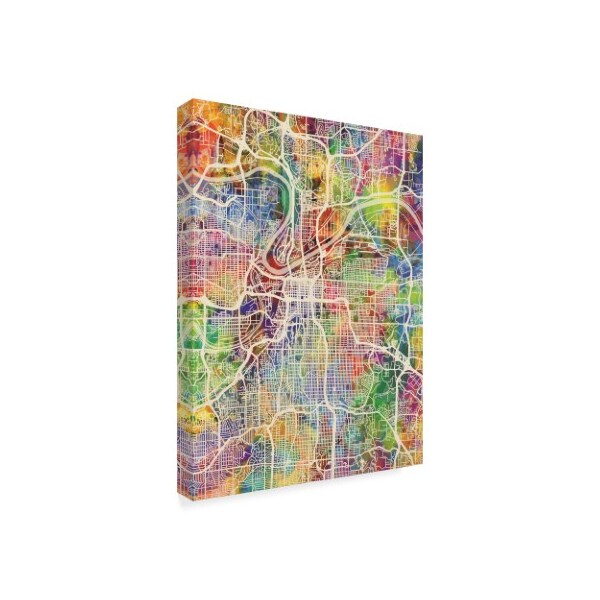 Michael Tompsett 'Kansas City Missouri City Map Iii' Canvas Art,18x24